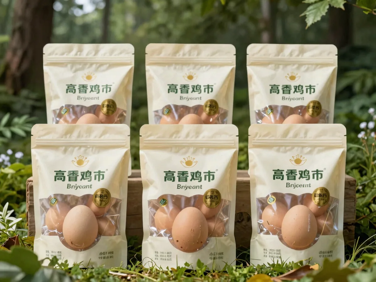 Egg combination packages displayed together, soft controlled ligh