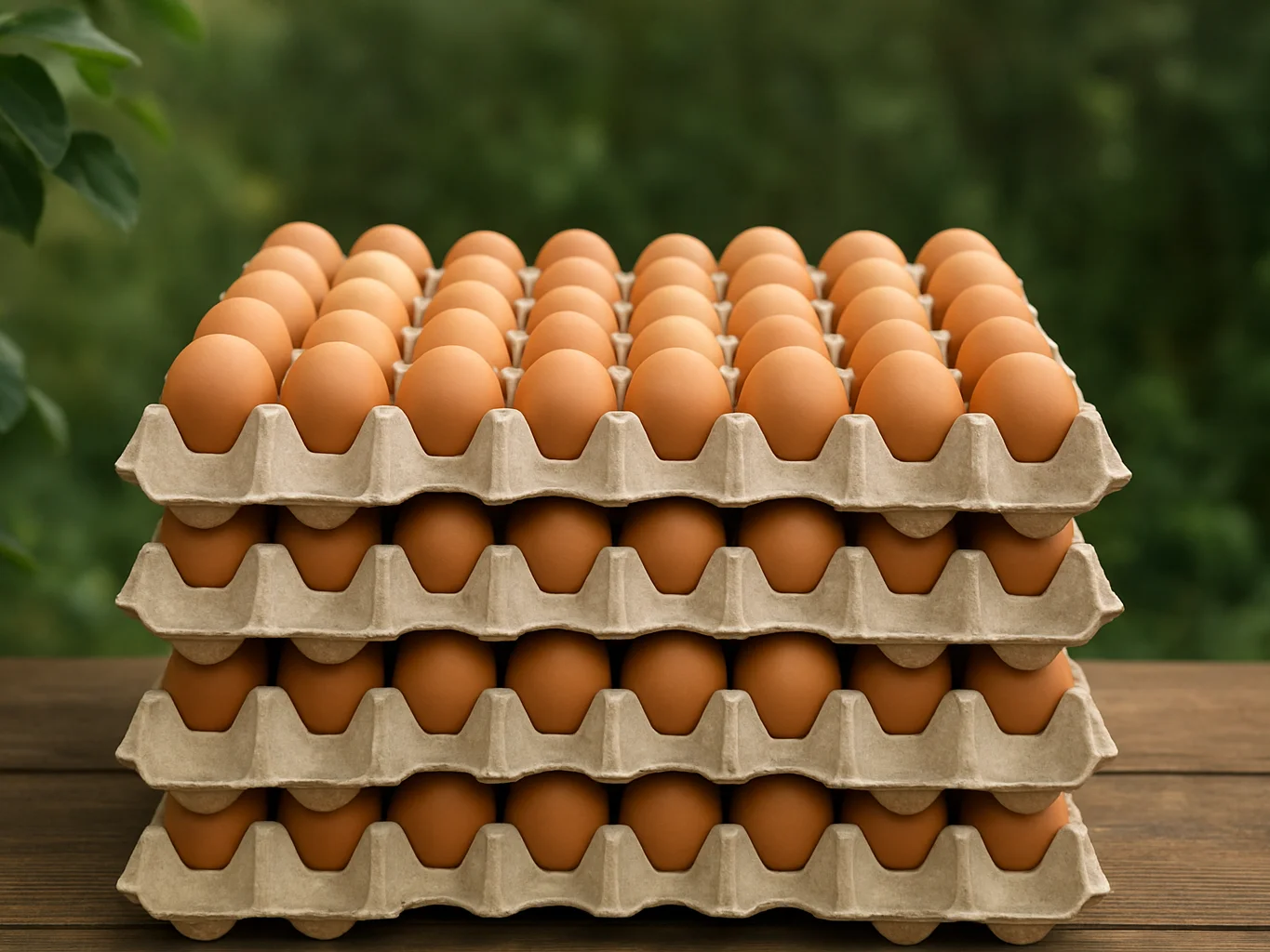 Professional farm photograph of egg trays in a fixed combination