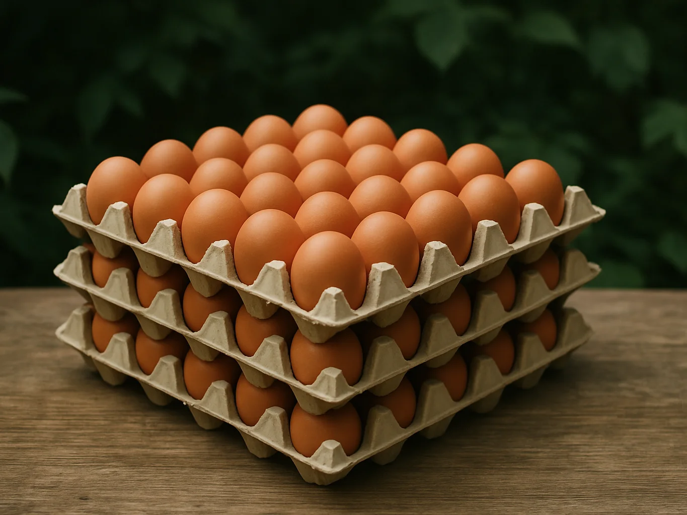 Professional farm photograph of egg trays in a fixed combination